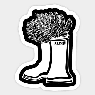 Fern White Lineart Rain Boots Sticker